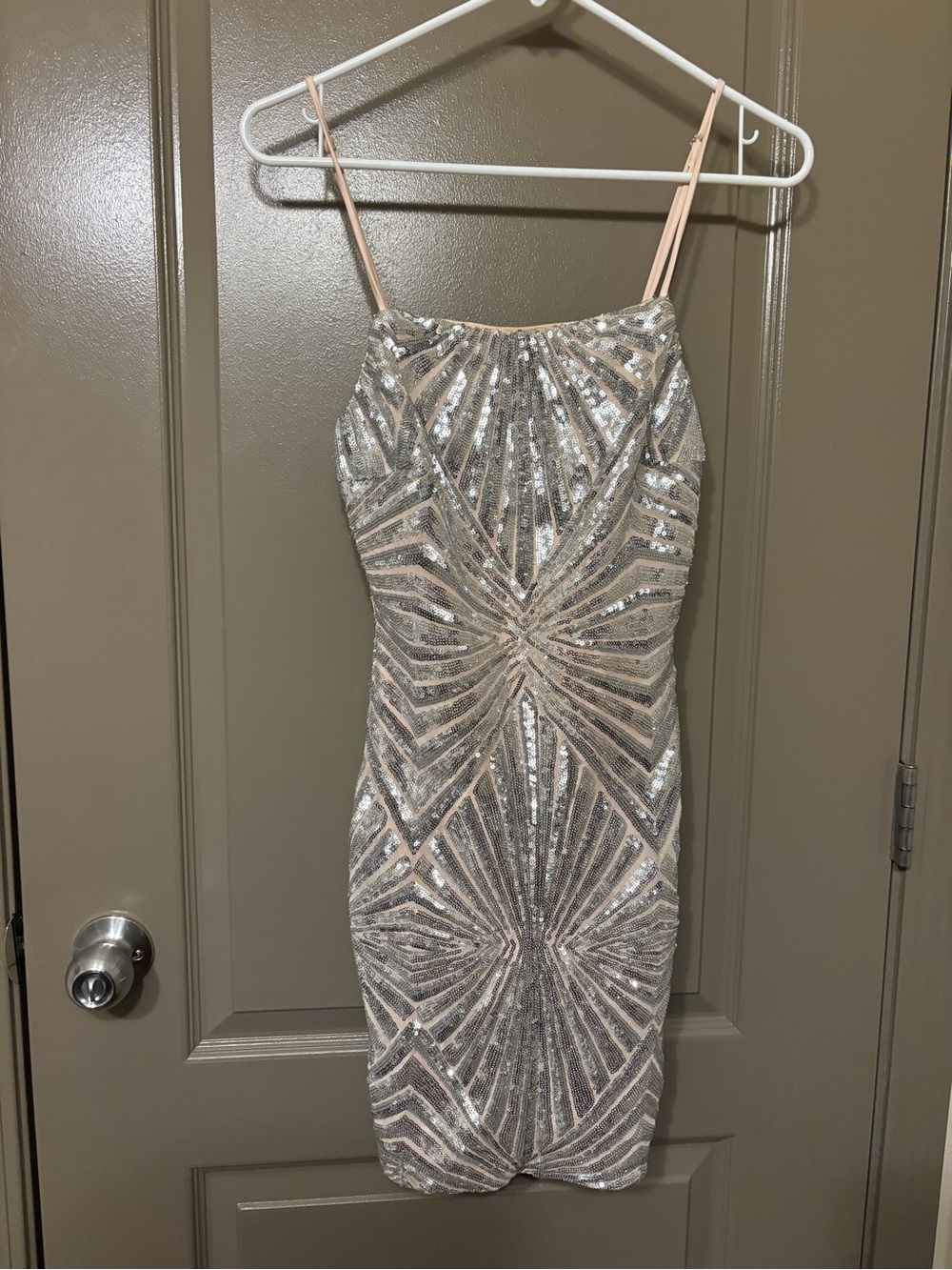 Lulu's Silver Sequined Spaghetti Strap Mini Dress - Picture 2 of 4